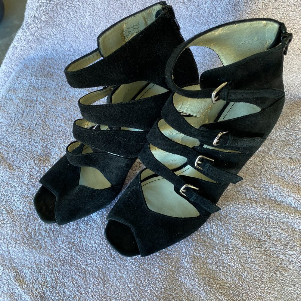 Franco Sarto Black Suede Strappy Heels – Size 8M - Picture 8 of 8